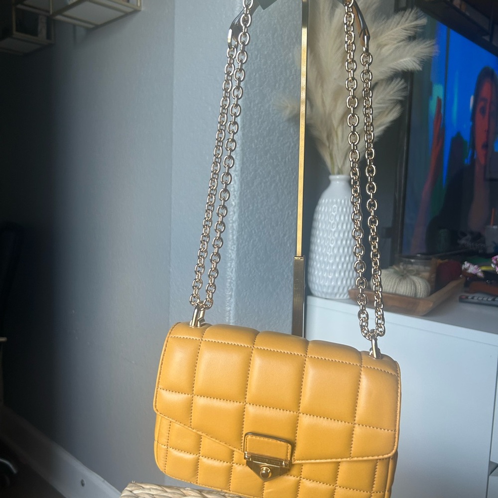 Michael Kors Yellow Quilted Shoulder Bag
